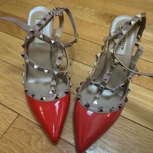 Kaitlyn Pan Red and Tan Studded Women's Shoes